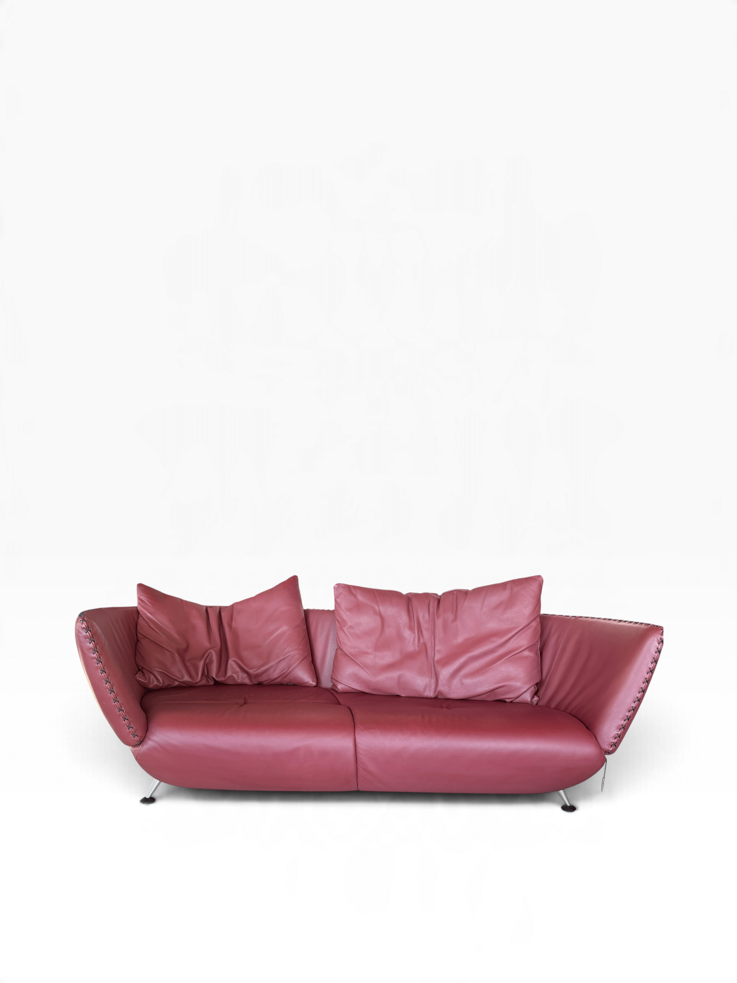 de Sede DS-102 rotes Ledersofa 2 de Sede DS-102 Sofa mit 3 Hockern